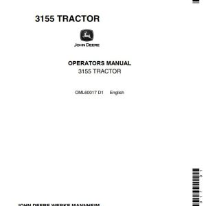 John Deere Tractor 3155 Operators Manual