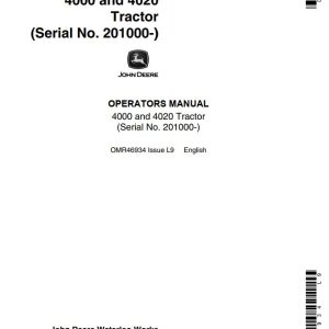 John Deere Tractor 4000 4020 Operators Manual