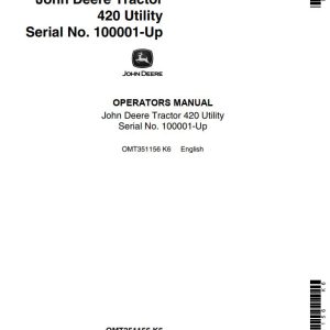 John Deere Tractor 420 Utility Operators Manual