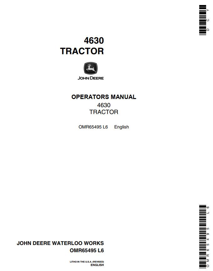John Deere Tractor 4630 Operators Manual