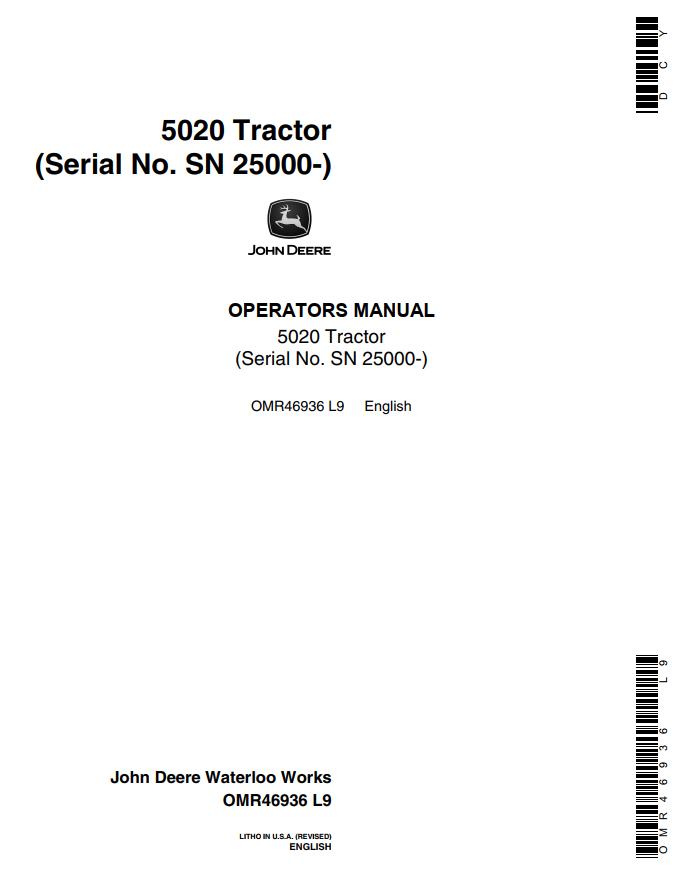 John Deere Tractor 5020 Operators Manual