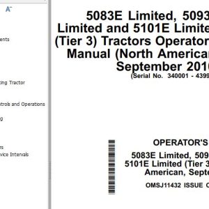John Deere Tractor 5083E 5093E 5101E Limited (Tier 3) Operator's Manual