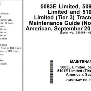 John Deere Tractor 5083E 5093E 5101E Limited (Tier3) Maintenance Guide