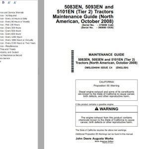 John Deere Tractor 5083EN 5093EN 5101EN (Tier 2) Maintenance Guide