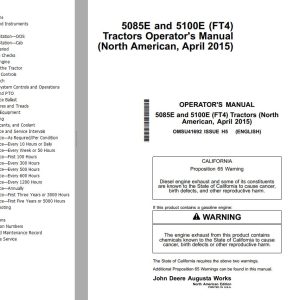 John Deere Tractor 5085E 5100E (FT4) Operator's Manual