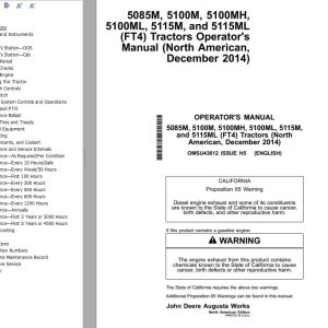 John Deere Tractor 5085M to 5115ML (FT4) Operator's Manual