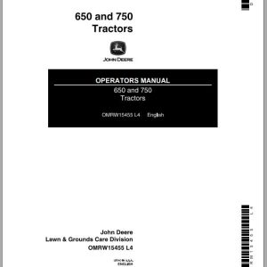 John Deere Tractor 650 750 Operator's Manual OMRW15455 L4