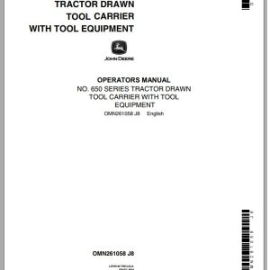 John Deere Tractor 650 Series Tool Carrier Operator's Manual OMN261058 J8