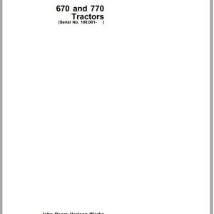 John Deere Tractor 670 770 SN 100001 Operator's Manual OMM95326 J0