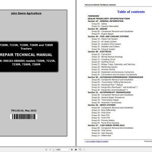 John Deere Tractor 7200R to 7280R Repair Technical Manual TM110119