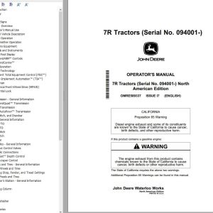 John Deere Tractor 7R Operator's Manual
