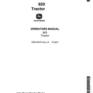 John Deere Tractor 820 Operators Manual