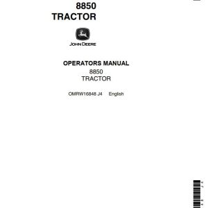 John Deere Tractor 8850 Operators Manual
