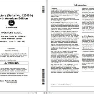 john Deere Tractor 8R 120001- Operator's Manual OMRE591501
