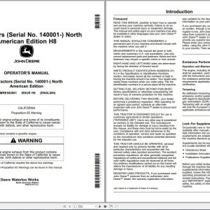 John Deere Tractor 8R 140001- Operator's Manual OMRE592061