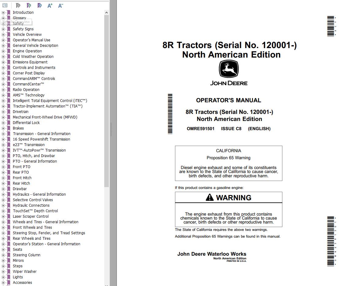 John Deere Tractor 8R Operator's Manual