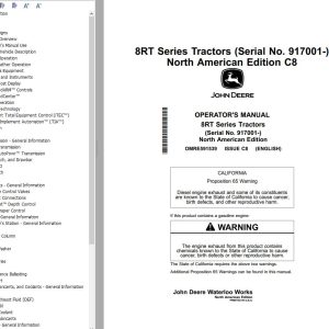 John Deere Tractor 8RT Series Operator's Manual