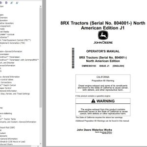 John Deere Tractor 8RX Operator's Manual