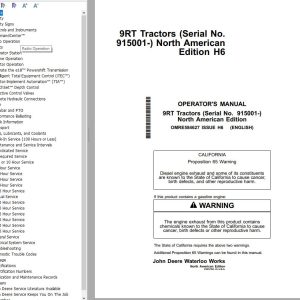 John Deere Tractor 9RT Operator's Manual