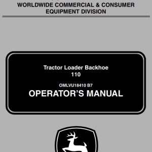 John Deere Tractor Loader Backhoe 110 Operator's Manual