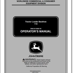 John Deere Tractor Loader Backhoe 110 SN 110001 Operator's Manual