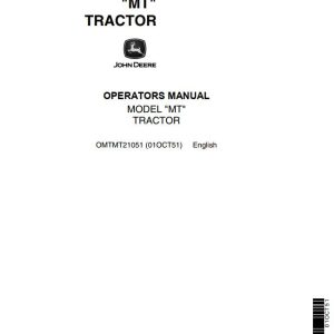 John Deere Tractor MT Operators Manual
