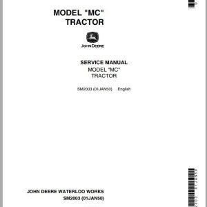 John Deere Tractor Model MC Service Manual SM2003