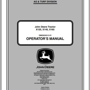 John Deere Tractor X125 X145 X165 SN 020001 Operator's Manual