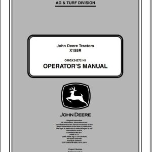 John Deere Tractor X155R Operator's Manual OMGX24272 H1 2011