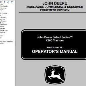 John Deere Tractor X300 Operator's Manual