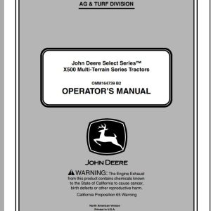 John Deere Tractor X500 Multi Terrain SN 070001 Operator's Manual