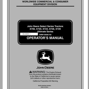 John Deere Tractor X700 - X729 SN 040001 Operator's Manual OMM158680 K8 2008