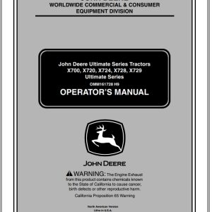 John Deere Tractor X700 - X729 SN 050001 Operator's Manual OMM161728 H9 2009