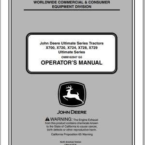 John Deere Tractor X700 - X729 SN 060001 Operator's Manual OMM162947 G0 2010