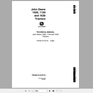 John Deere Tractors 1020 1120 1630 Technical Manual TM4286