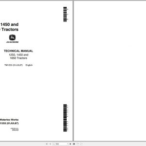 John Deere Tractors 1250 1450 1650 Technical Manual TM1253
