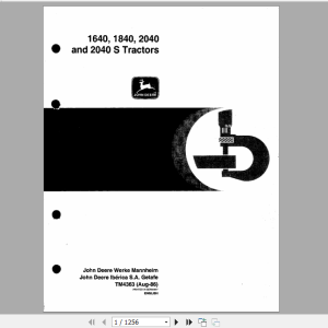 John Deere Tractors 1640 1840 2040 2040S Technical Service Manual TM4363