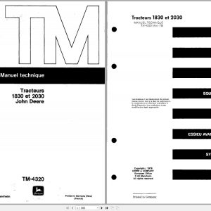 John Deere Tractors 1830 2030 Technical Manual TM4320 ES