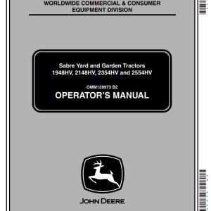 John Deere Tractors 1948HV 2148HV 2354HV 2554HV Operators Manual