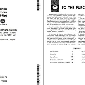 John Deere Tractors 2010 Series Operators Manual