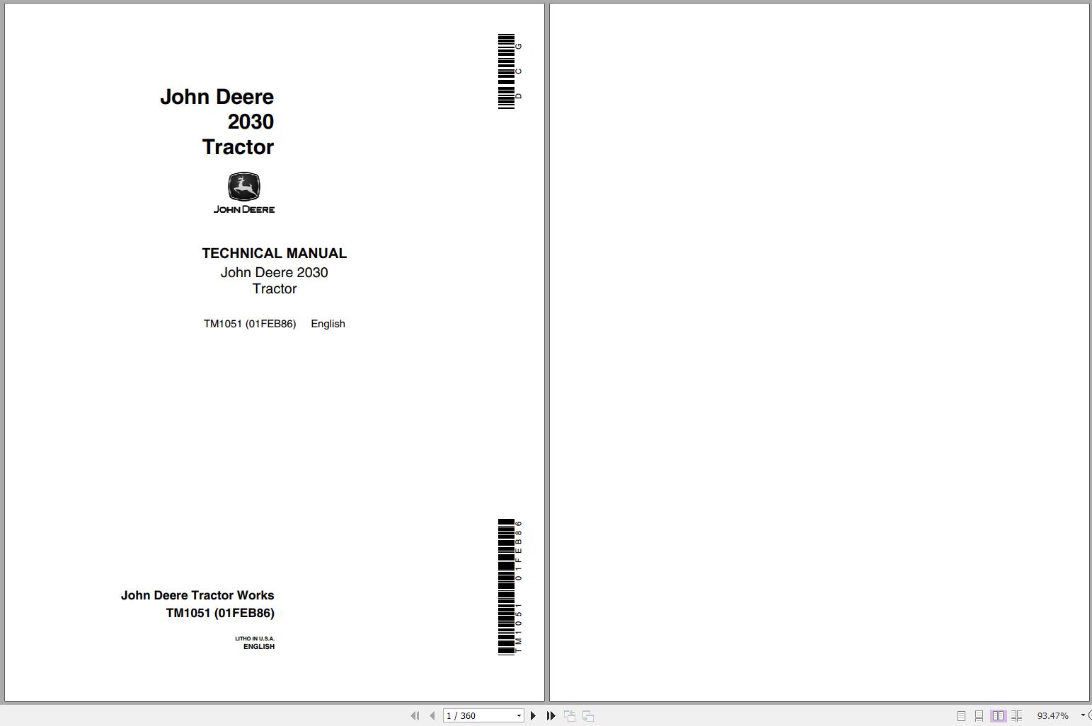 John Deere Tractors 2030 Technical Manual TM1051