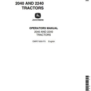 John Deere Tractors 2040 2240 Operators Manual