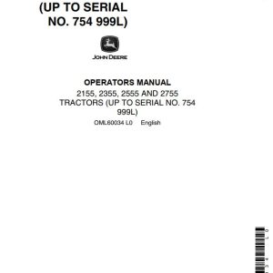 John Deere Tractors 2155 2355 2555 2755 Operators Manual