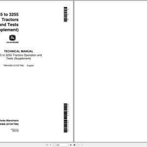 John Deere Tractors 2155 to 3255 (Supplement) Technical Manual TM4436S