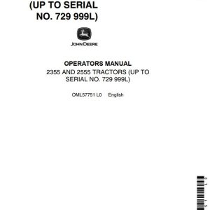 John Deere Tractors 2355 2555 Operators Manual