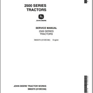 John Deere Tractors 2500 Series Service Manual SM2070
