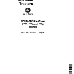 John Deere Tractors 2700 2800 2900 Operators Manual