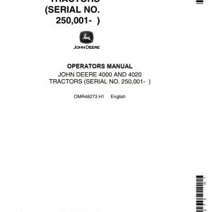 John Deere Tractors 4000 4020 Operators Manual
