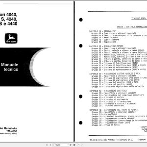 John Deere Tractors 4040 4040s 4240 4240s 4440 Technical Manual TM4350 IT