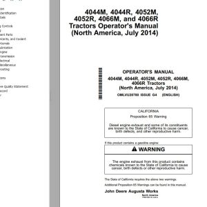 John Deere Tractors 4044M 4044R 4052M 4052R 4066M 4066R Operator's Manual